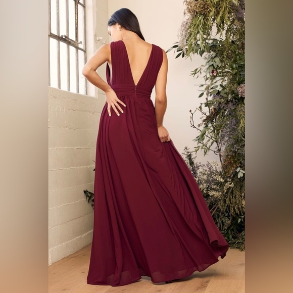 NWT LULUS Heavenly Hues Burgundy Maxi Dress - Picture 5 of 17
